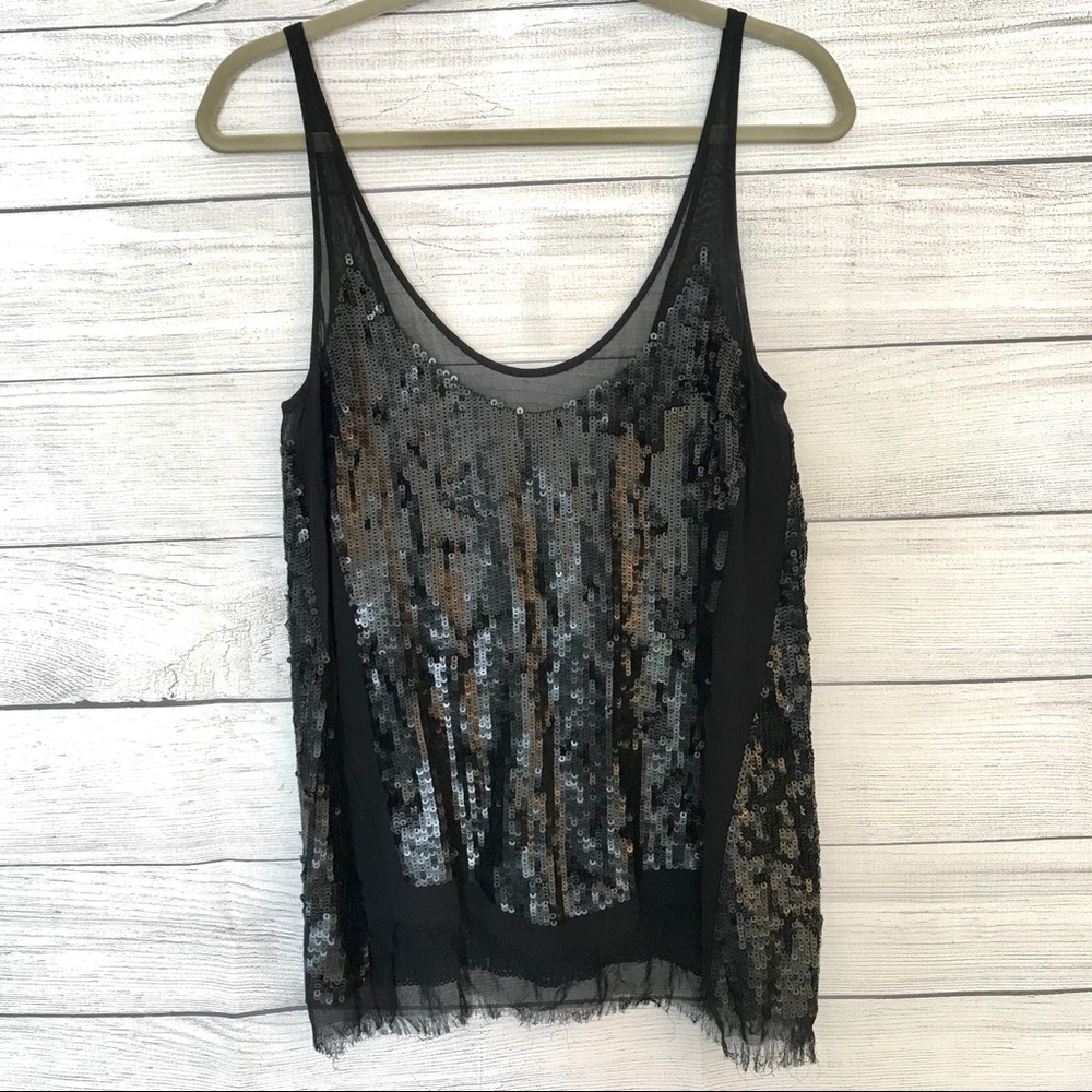 Allsaints Womens Size 2 Sequin Tank Top Black